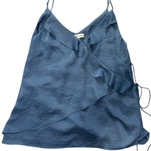 Heartloom Blue Wrap Cami Top | Tie Side Satin Tank | Size M